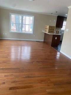 unfurnished living room with light hardwood / wood-style floors