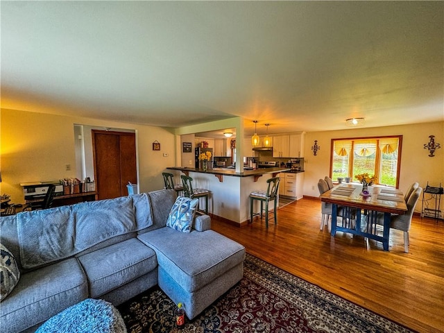 living room with wood-type flooring