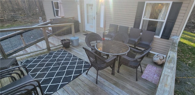 view of wooden balcony featuring a deck