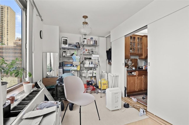 office space featuring light wood-type flooring