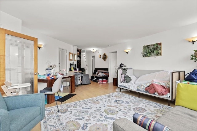 living area with wood finished floors