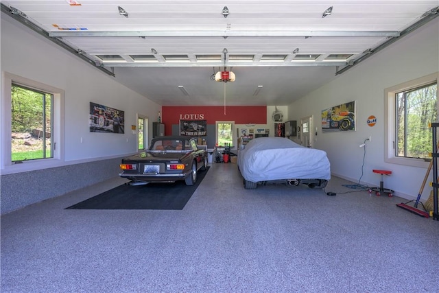 garage with a garage door opener