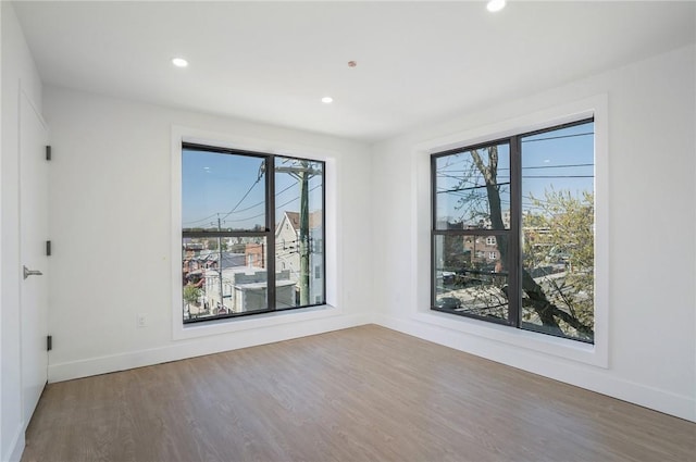 empty room featuring plenty of natural light and hardwood / wood-style floors