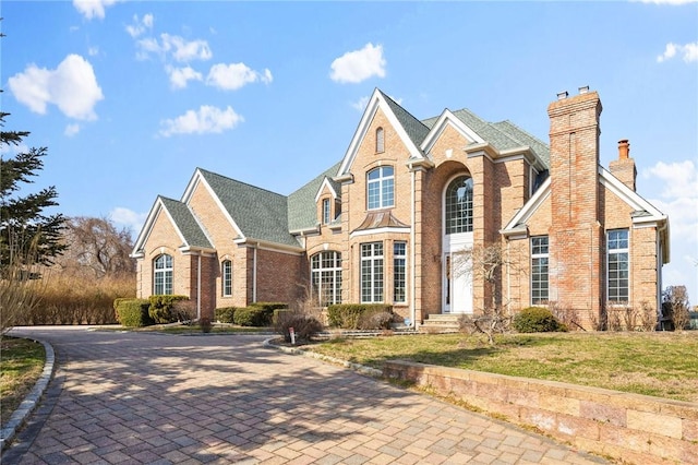 front facade with a front lawn