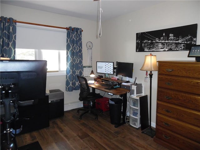 office space featuring dark hardwood / wood-style flooring