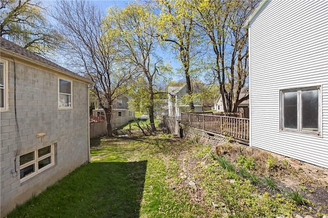 view of yard featuring a deck