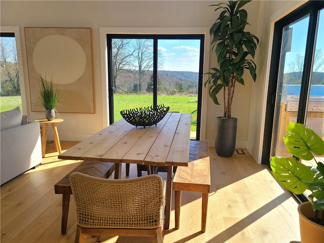 dining area featuring light hardwood / wood-style floors