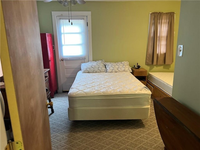 bedroom with carpet flooring and ceiling fan