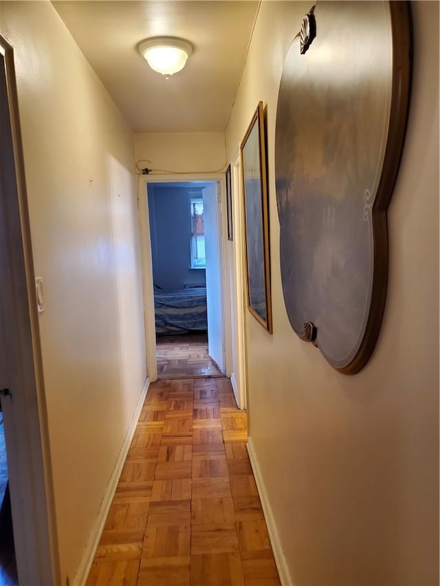 hallway with parquet floors