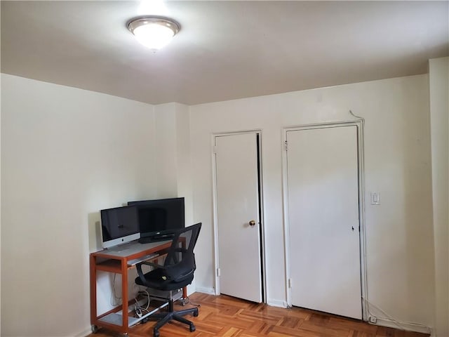 office featuring light parquet floors