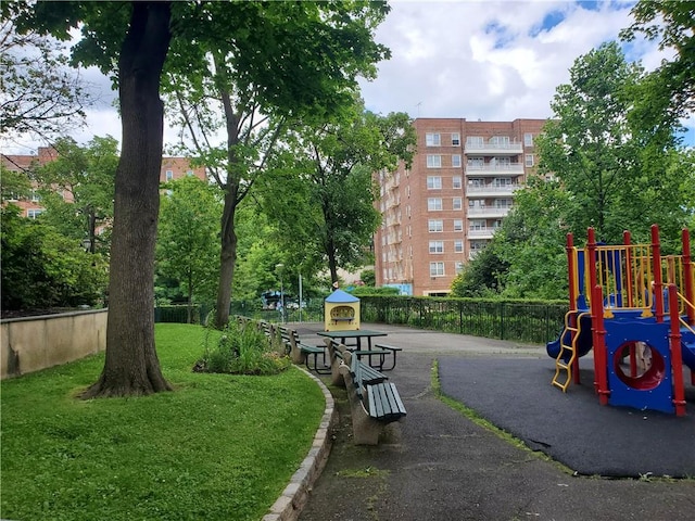 view of community with a playground