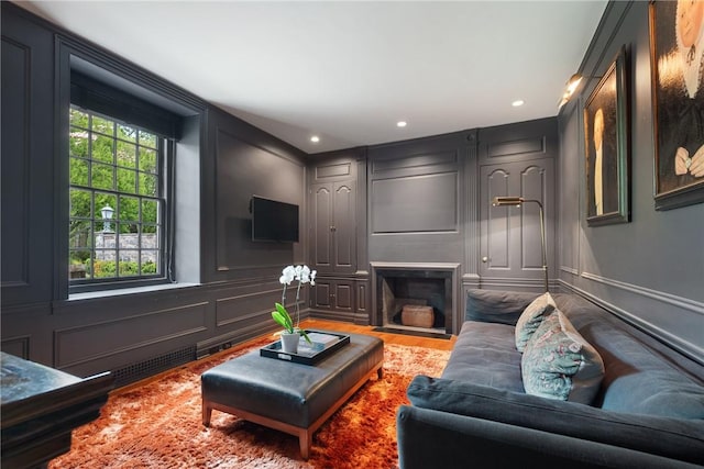 living room with wood-type flooring