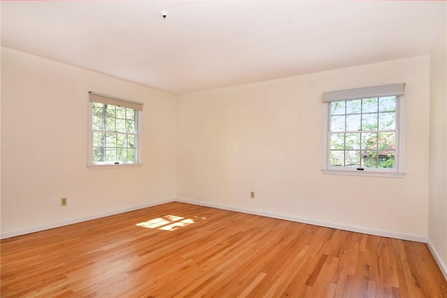 spare room with light hardwood / wood-style flooring and plenty of natural light