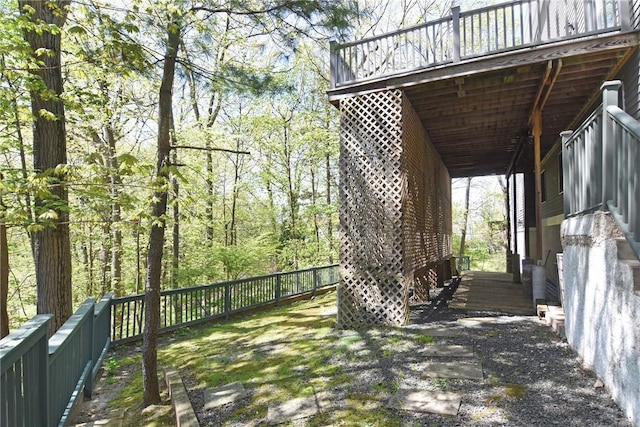 view of yard featuring a deck