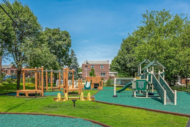 view of playground featuring a yard