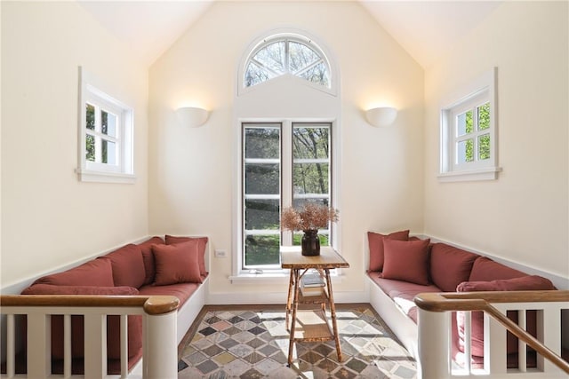 28 Heron Lake Rd, Bedford, NY 10506 - living room featuring vaulted ceiling