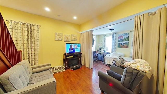 living room with hardwood / wood-style flooring