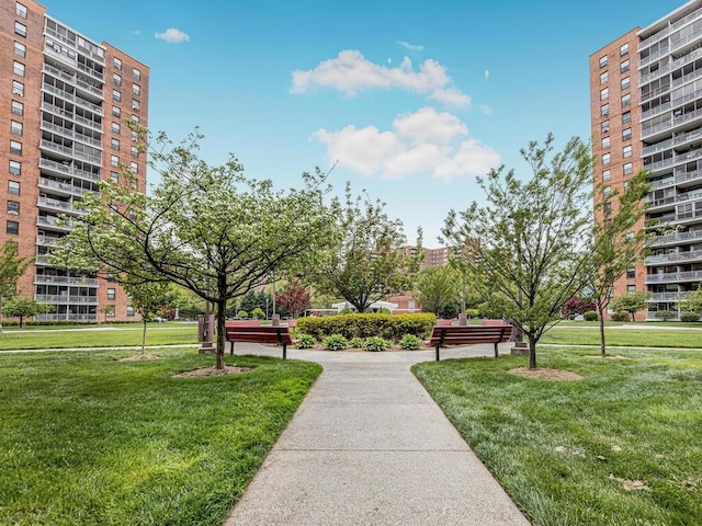 view of home's community with a yard