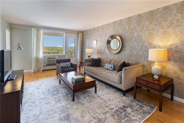 living room with hardwood / wood-style flooring