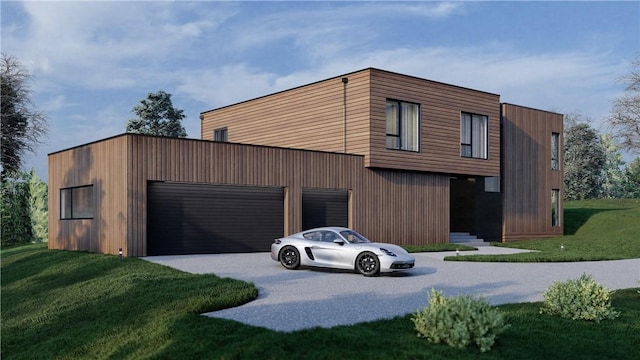 exterior space with a garage