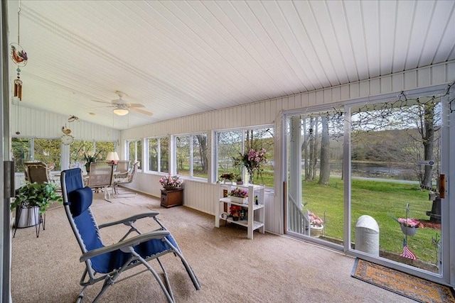 307 Beaver Lake Rd, Livingston Manor, NY 12758 - sunroom / solarium with a ceiling fan and a water view