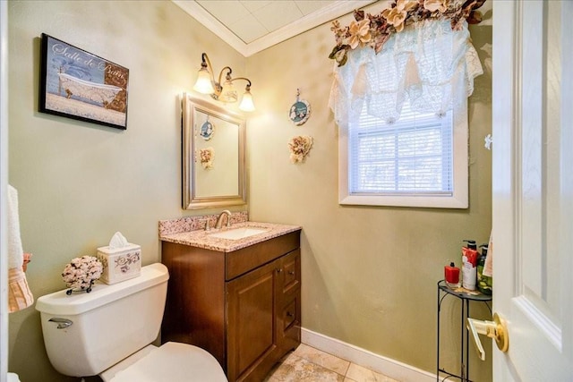 307 Beaver Lake Rd, Livingston Manor, NY 12758 - bathroom featuring crown molding, vanity, and tile patterned flooring