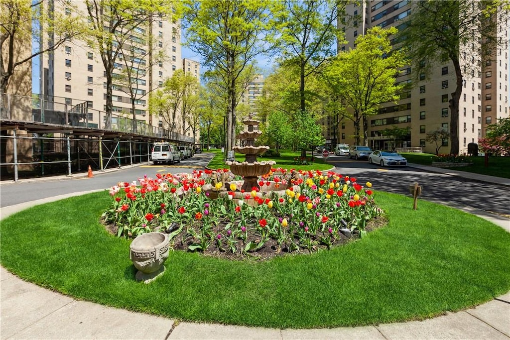 view of property's community featuring a lawn