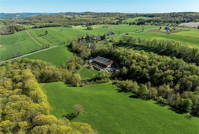 drone / aerial view with a rural view