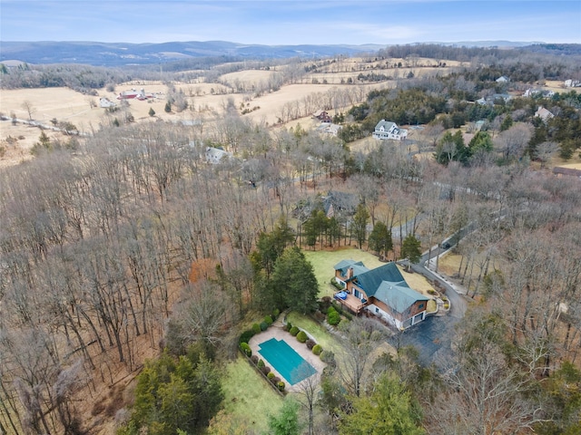 aerial view with a mountain view