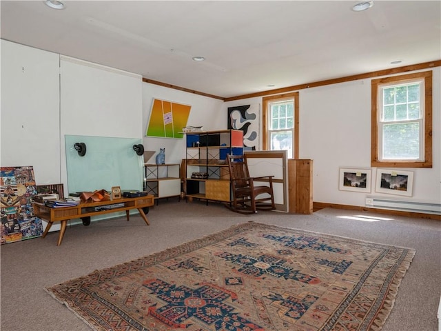 interior space featuring carpet flooring and plenty of natural light