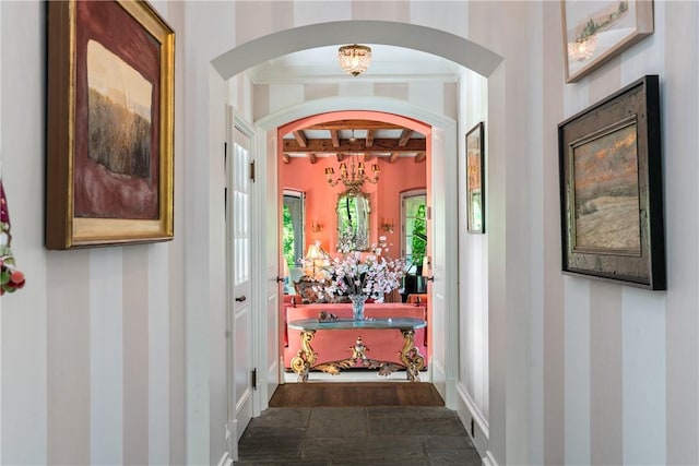 corridor with crown molding