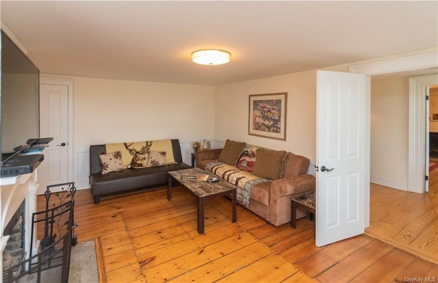 living room with light wood-type flooring