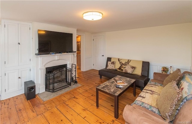 living room with light hardwood / wood-style floors