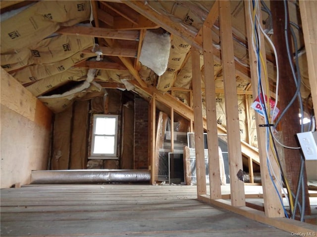 view of unfinished attic