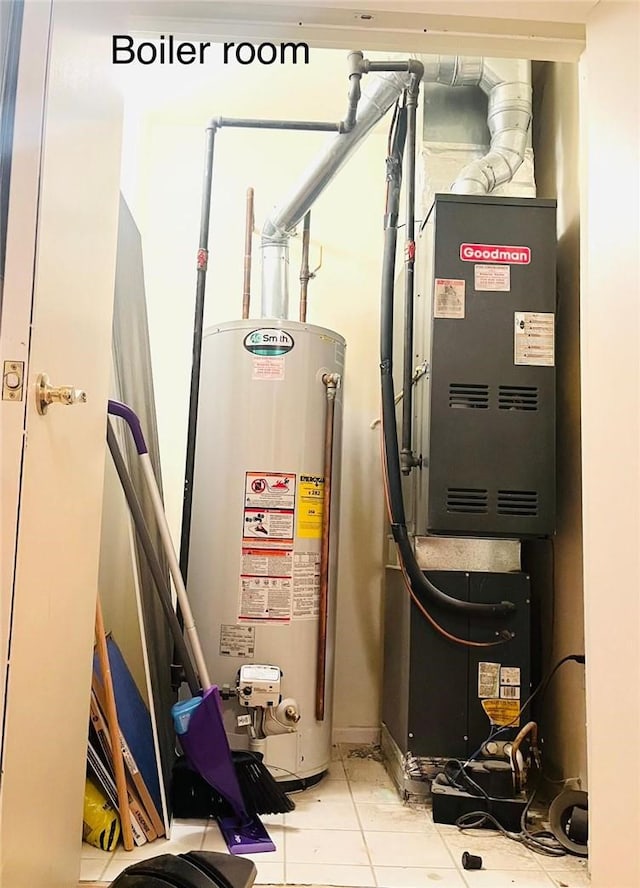 utility room with gas water heater