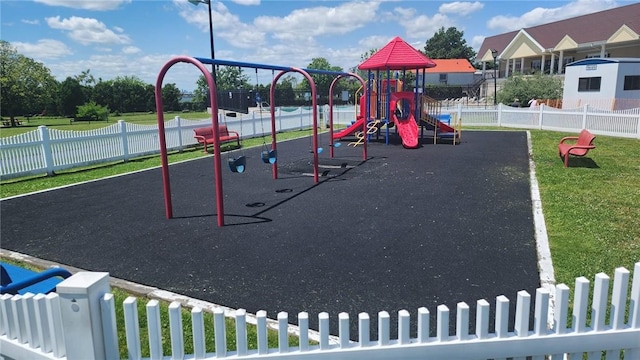 view of play area with a yard