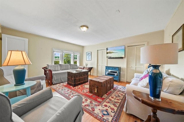 living room featuring hardwood / wood-style flooring