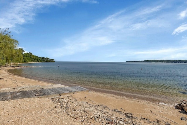 view of water feature featuring a beach view