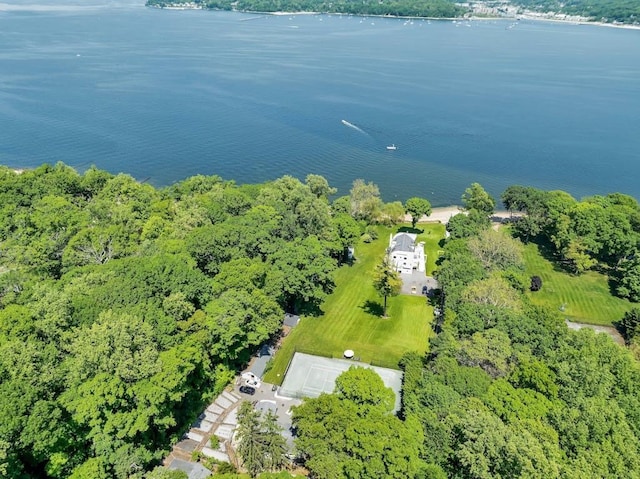 bird's eye view featuring a water view