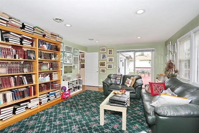 living area featuring dark hardwood / wood-style floors