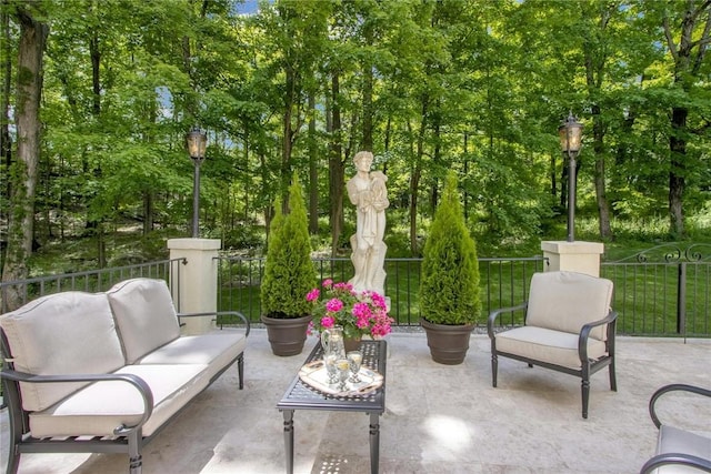 view of patio featuring an outdoor living space