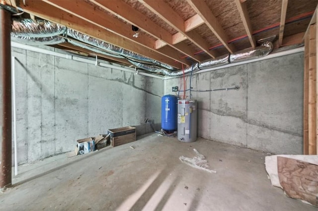 basement featuring water heater