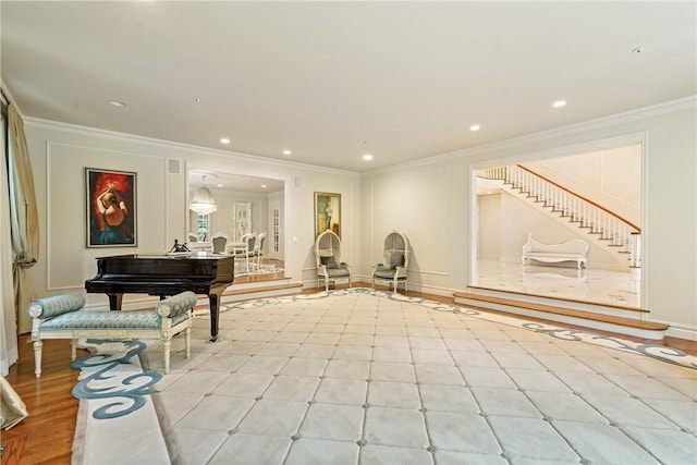 9 Lincoln Woods, Purchase, NY 10577 - miscellaneous room with light hardwood / wood-style floors and crown molding
