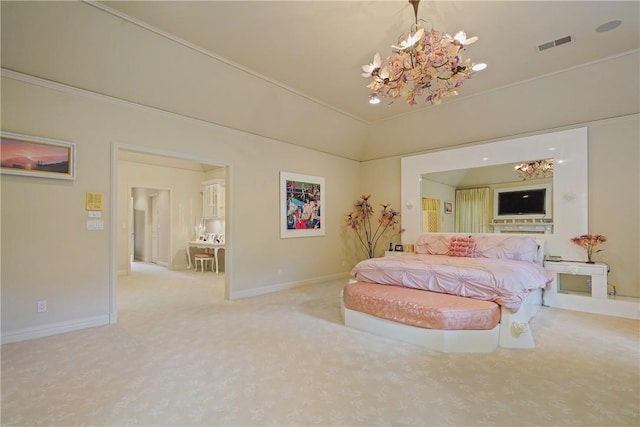 9 Lincoln Woods, Purchase, NY 10577 - carpeted bedroom featuring a notable chandelier