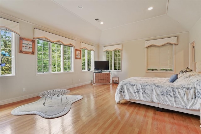 9 Lincoln Woods, Purchase, NY 10577 - bedroom with multiple windows, wood-type flooring, and lofted ceiling