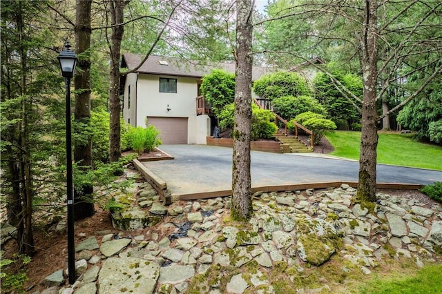 view of patio with a garage