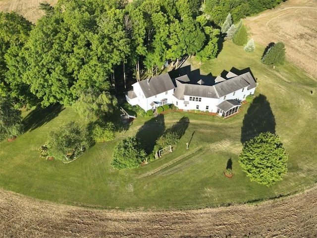 drone / aerial view with a rural view