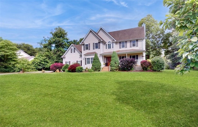 colonial house featuring a front yard