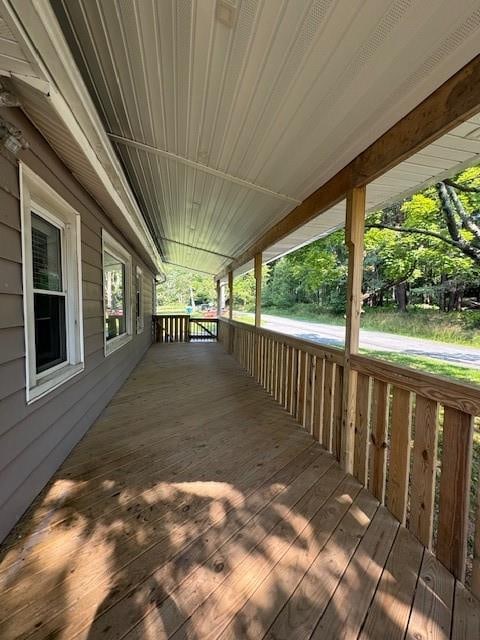 wooden terrace with covered porch