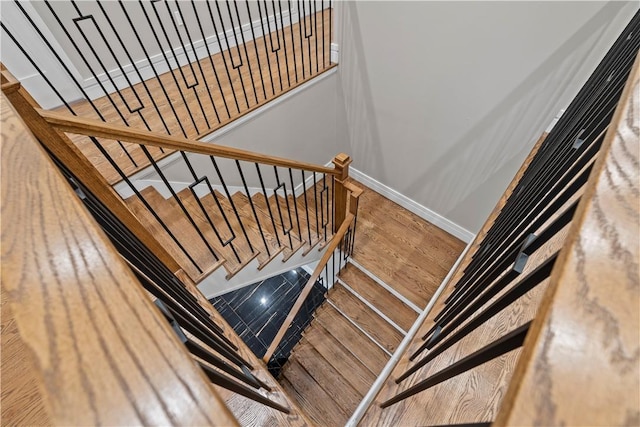 stairs with hardwood / wood-style floors